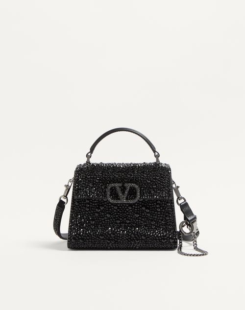Valentino Garavani - Mini Vsling Handbag With Sparkling Embroidery - Jet - Woman - Top Handle Bags